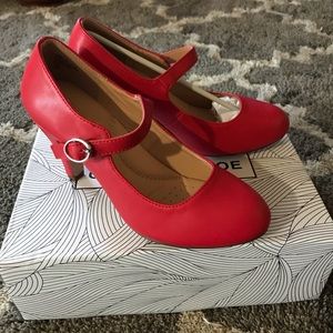 Red Mary Jane heels